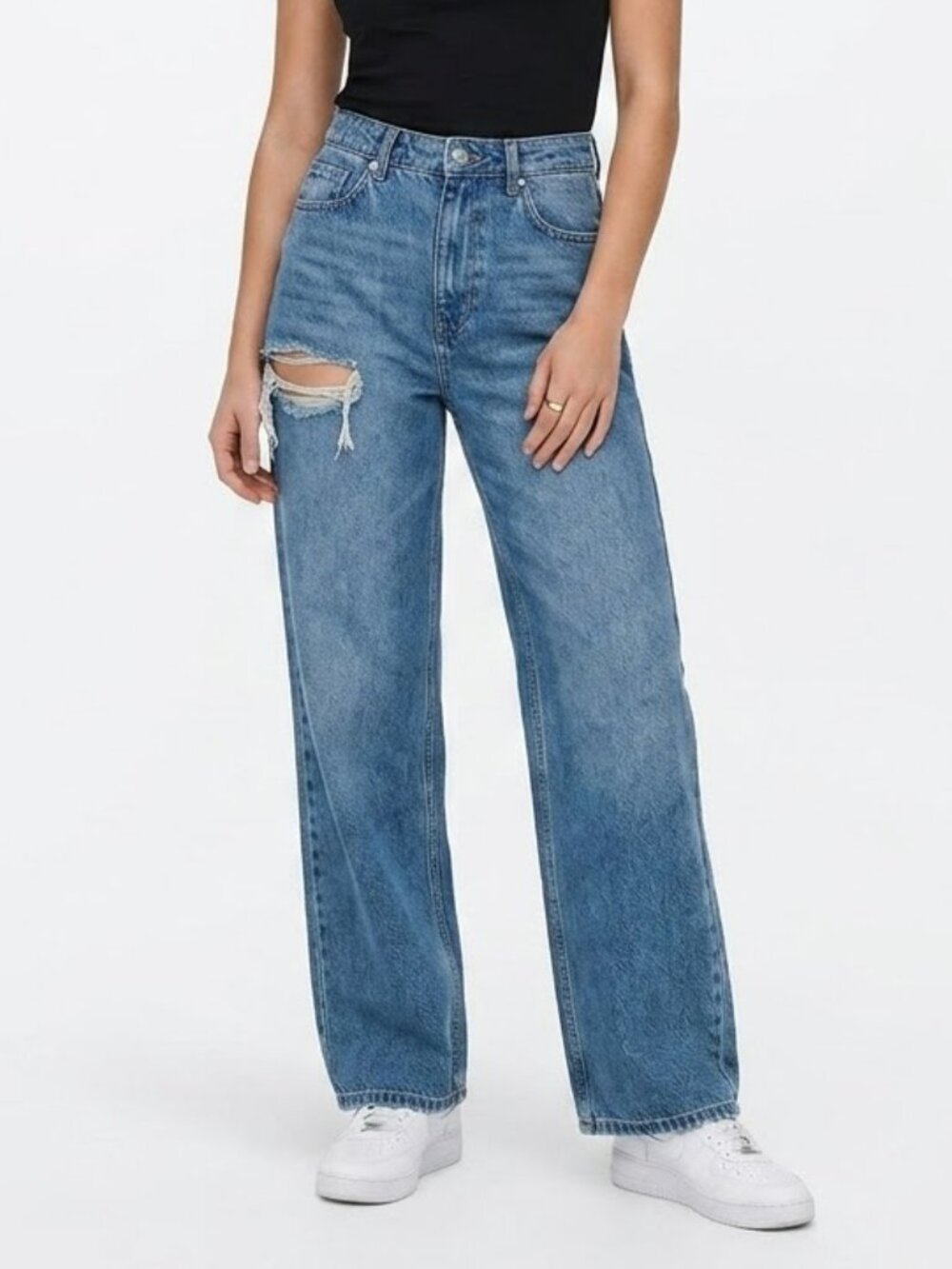 *3 FOR $9* Missguided Wide Leg Straight Fit Light Wash Rinse High Rise Pant Jean